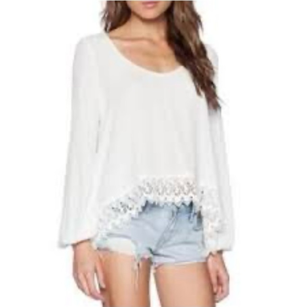 Lovers + Friends Daydream Lagoon Top White Sz M Boho Fairy Coquette